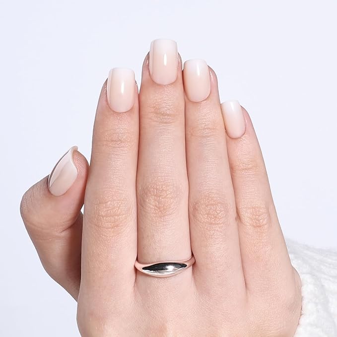 Nude Press On Nails Square - Ombre Yellow Short Square Fake Nails, Nude Press On Nails Reusable Stick On Nails in 15 Sizes, 30pcs False Nail Kit for Women & Girls (Butter Yellow Ombre)