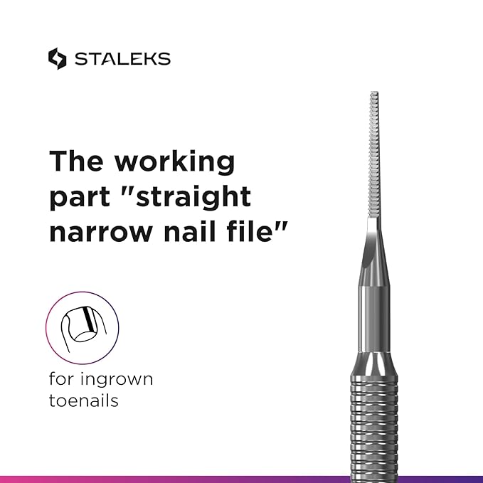 Staleks Pro Pedicure Toenail File Expert 60 Type 4 – Dual-Ended Narrow Ingrown Nail File – Stainless Steel