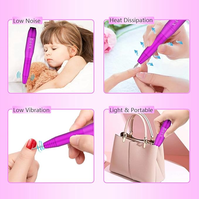 20000RPM Professional Electric Nail File Portable Manicure Pedicure Machine Kit for Acrylic Gel Nails with Sanding Bands,Nail Drill Bits and Brush