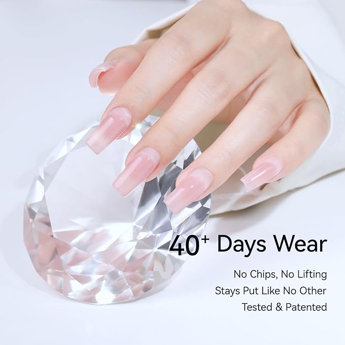 Rubber Base Coat for Nails, Clear Crystal Gel Polish for Strengthen Apex Building Enhance Reinforce, Protect Uneven Thin Damaged Weak Nail U V Last 30+Days（Long Lasting, pH 5）