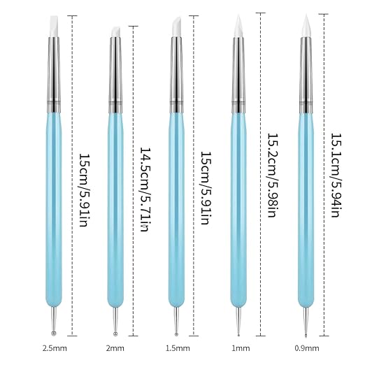 Pattern Tracing Stylus, Dual-Head Silicone & Steel Silicone Clay Sculpting Tools for Drawing, Pottery, Nail Art, and DIY Handicraft, Wood Glue, Shaper Art Tools. 5Pcs Light Blue