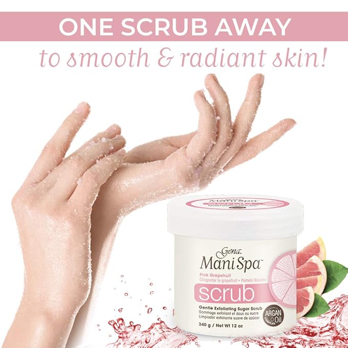 Gena Mani Spa Sugar Scrub, Prepares Hand, Nails, and Cuticles For Great Manicure Treatment 12 Oz