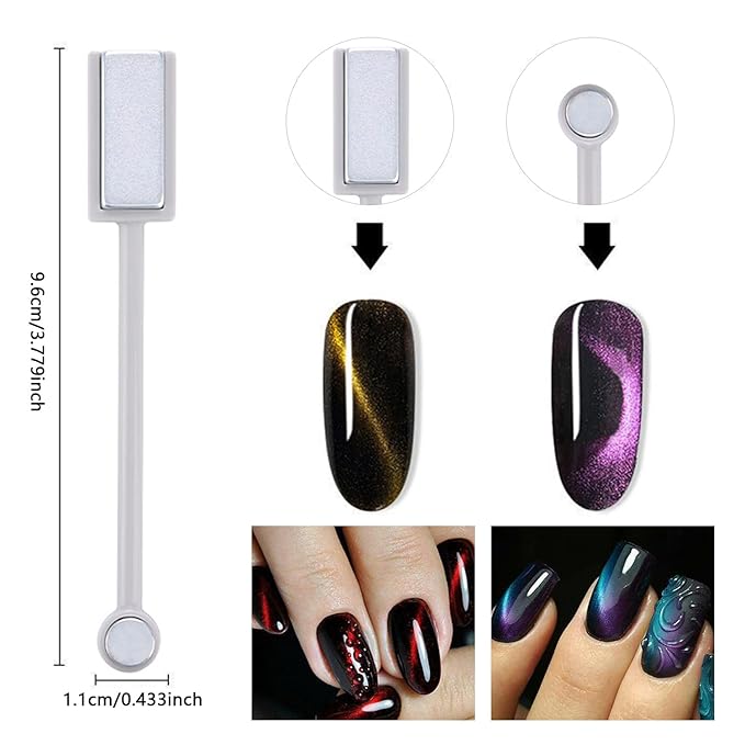WOKOTO 9Pcs Cat Eye Magnet For Nails Magnets Pens For Cat Eye Nail Art Tools Gradient Ombre Design Cat Eye Magnet Sticks For Women Nails Magnets Wand For Magnetic Nail Polish Magnet Stick Tools