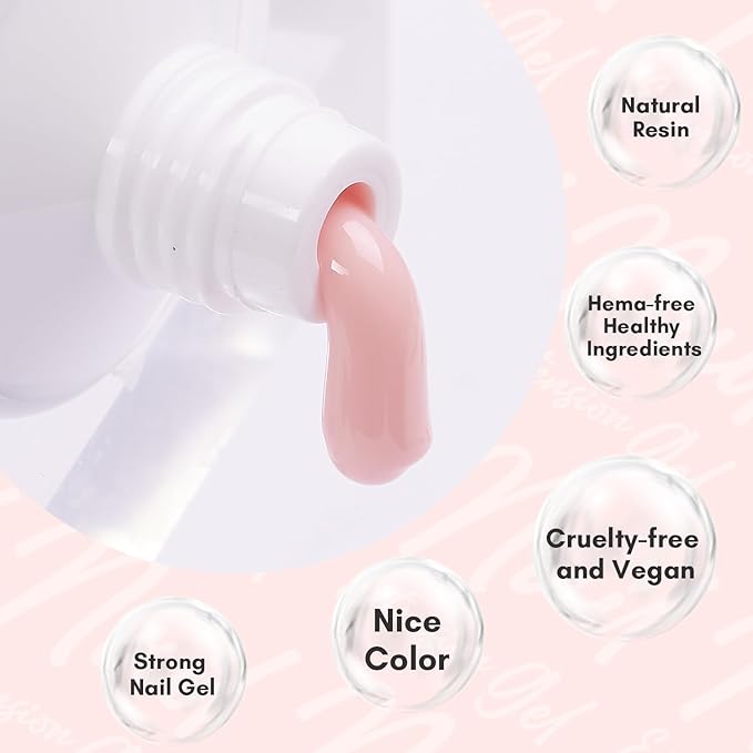 Makartt Hema-Free Poly Nail Gel 50ML Strong Builder for Nails, Rose Nude Pink Color for Extension, Multifunctional Strengthener Hard Gels Long-Lasting DIY at Home Salon