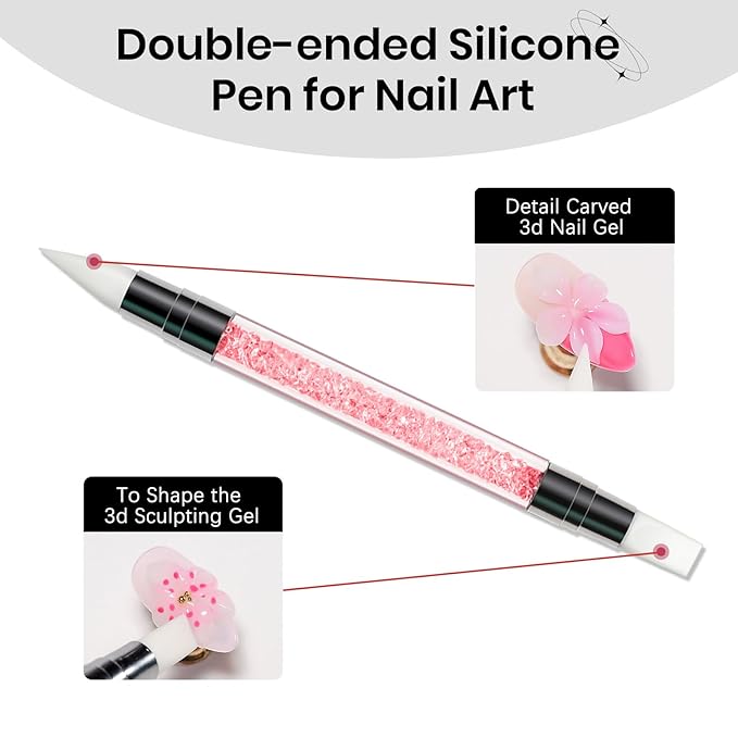 3D Nail Sculpting Gel for Nails Art, White Non-Sticky Hard Solid Molding Nails for Extension Carving Home DIY Manicure with Nail Art Pen DIY at home