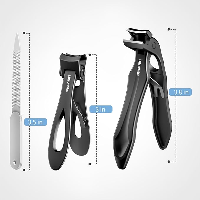 Toenail Clippers for Seniors Thick Toenails, Angled Head Toe Nail Clippers for Men Large with Wide Jaw Opening, Heavy Duty Sharp Fingernail Clipper Cutter with Catcher & Long Handle TC02