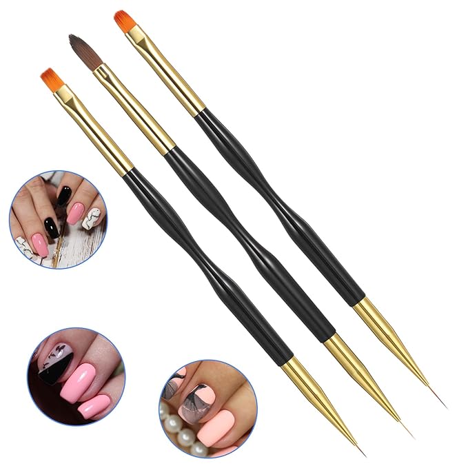 8 PCS Dual-Ended Gel Nail Brushes Set for Professional Salon and Home DIY Use, Includes Nail Liner Brushes, Nails Art Pen