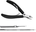 Fine Edge Cuticle Trimmer & Nippers, Scissors, Silicone Handle Nail Tools for Precise Removal, Durable Washable Cuticle Cutter & Remover & Pusher Nail Clippers (Black+Pusher 1Set)