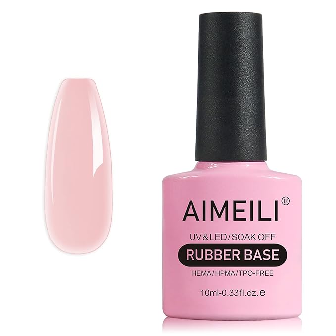 AIMEILI Hema Free Rubber Base Gel For Nails, Soak Off U V LED Clear Sheer Gel Nail Polish, 4 in 1 Nail Strengthen/Enhance/Base Coat/Color - (453) 10ml