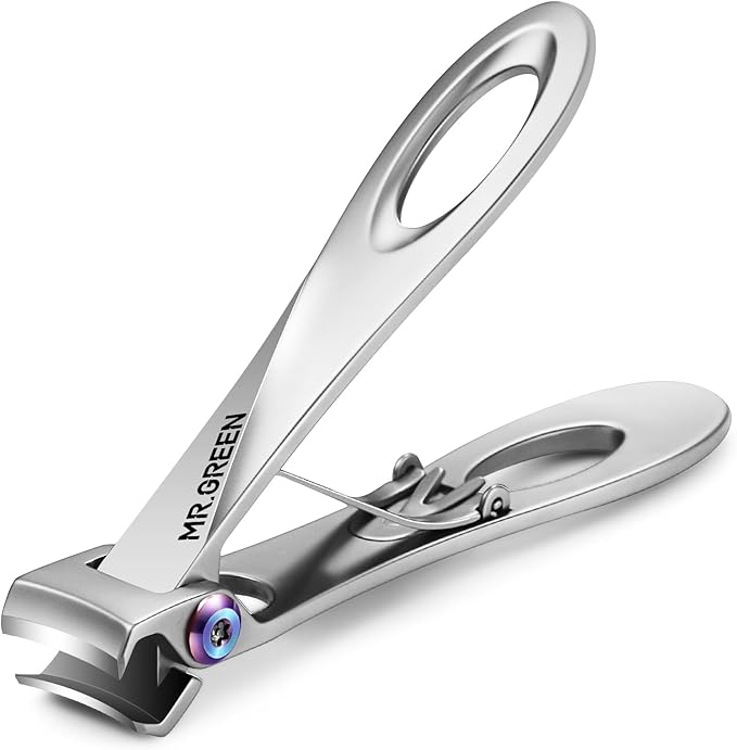 MR.GREEN Nail Clippers Wide Jaw Opening Stainless Steel Fingernail Clipper Thick Hard Toenail Cutter Manicure Scissors Tools (Nail Clipper (Large))