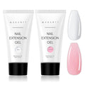 Makartt Poly Nail Gel Kit, 2 PCs 50ML Poly Extension Gel Nail Kit White Pink Colors, Gel Builder for French Design Nail Extension Natural-Looking, Nail Strengthener, 3D Diy Hard Gel Manicures