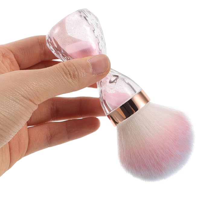 Nail Dust Brush Large Soft Bristle Cleaning Brush for Acrylic Powder Makeup and Nail Art with Hourglass Design Portable for Home and Salon Use