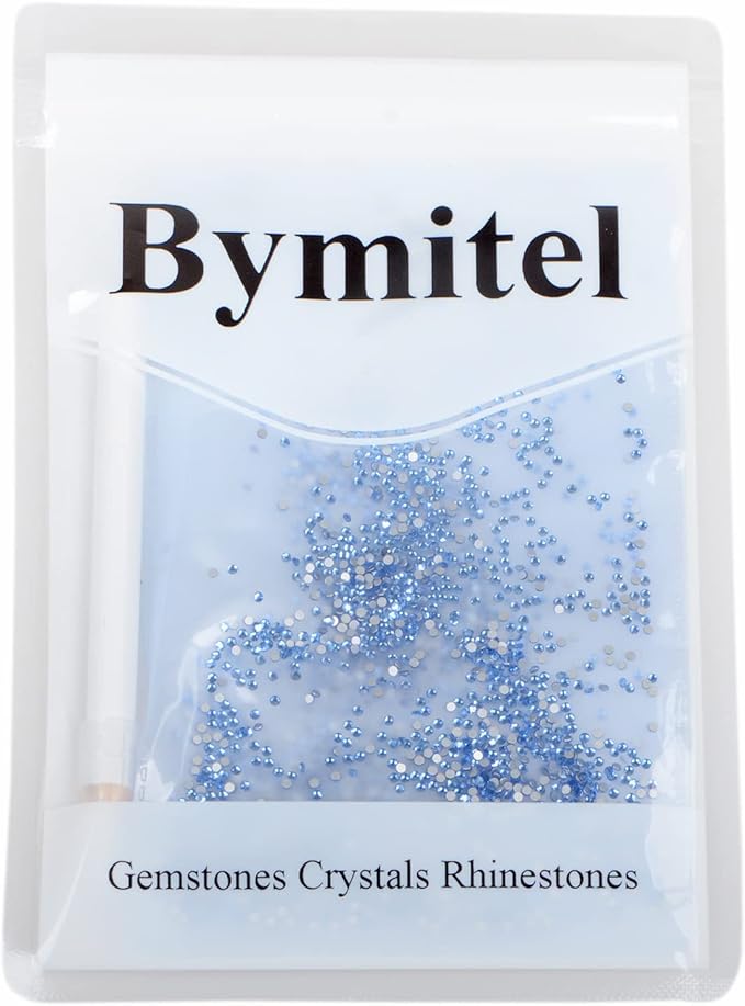 2880PCS Art Nail Rhinestones Non Hotfix Glue Fix Round Crystals Glass Flatback for DIY Jewelry Making with one Picking Pen (ss3 2880pcs, Lt. Sapphire)