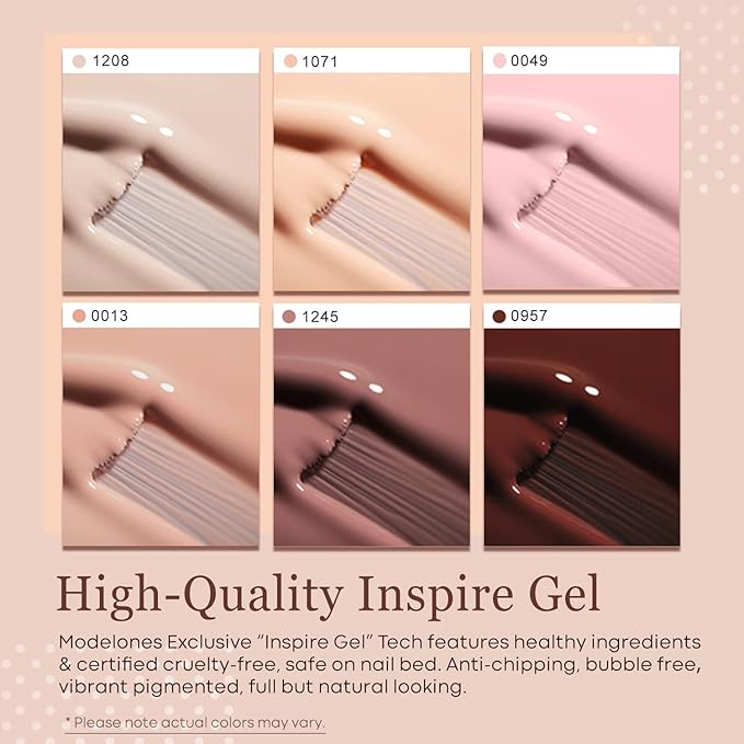 modelones Gel Nail Polish Kit -6 Colors Nude Pink Milky White Spring Gel Polish Set Skin Tones Neutral Brown Soak Off Gel Nail Kit Manicure DIY Nail Art Salon Home Gift