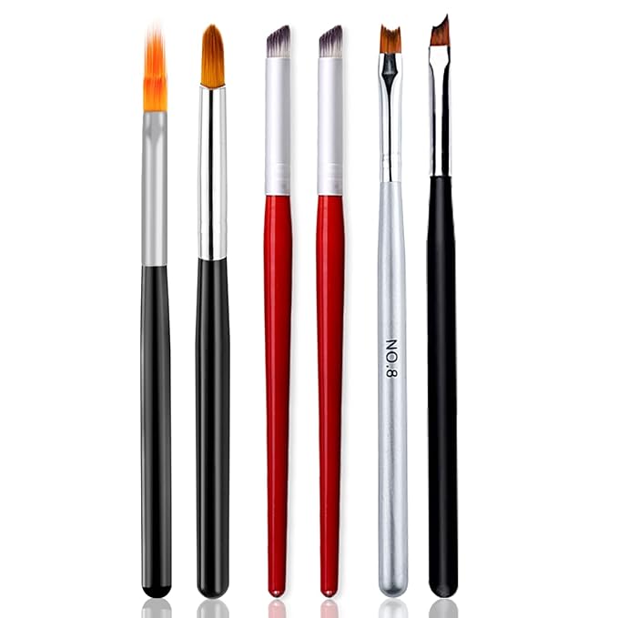 DANNEASY 6Pcs Nail Art Brush Oblique Head French Tips Nail Brush Ombre Nail Brush Nail Design Brushes Nail Painting Tools Nail Art Supplies