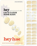 Heyhae Semi Cured Gel Nail Strips | No LED Lamp Needed | Solid, Yellow, Spring |Easy Apply & Remove, Salon Quality|Includes 28 Strips, 1 Prep Pads, Nail File & Wooden stick- Hey, Let's Catch Some Rays
