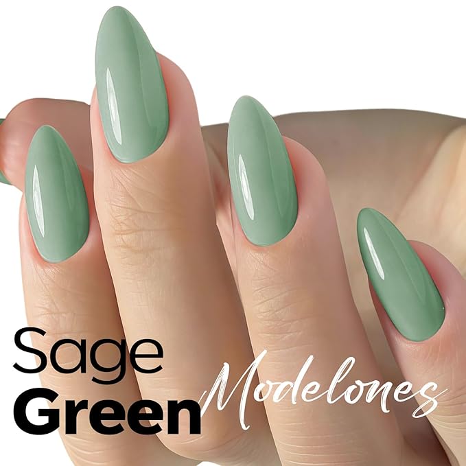 modelones Green Gel Nail Polish Sage Green Gel Polish Easter Nail Poish Soak Off Pastel U V Nail Design Salon DIY Manicure 15 ML