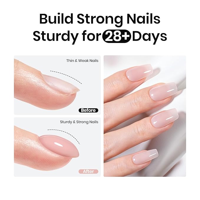 Beetles Rubber Base Builder Nails Gel: Brownish Pink Natural Nude Color Base Gel Nail Polish For Nails Thickening, U V LED Lamp Cure Nail Strengthening Extension Sculpting