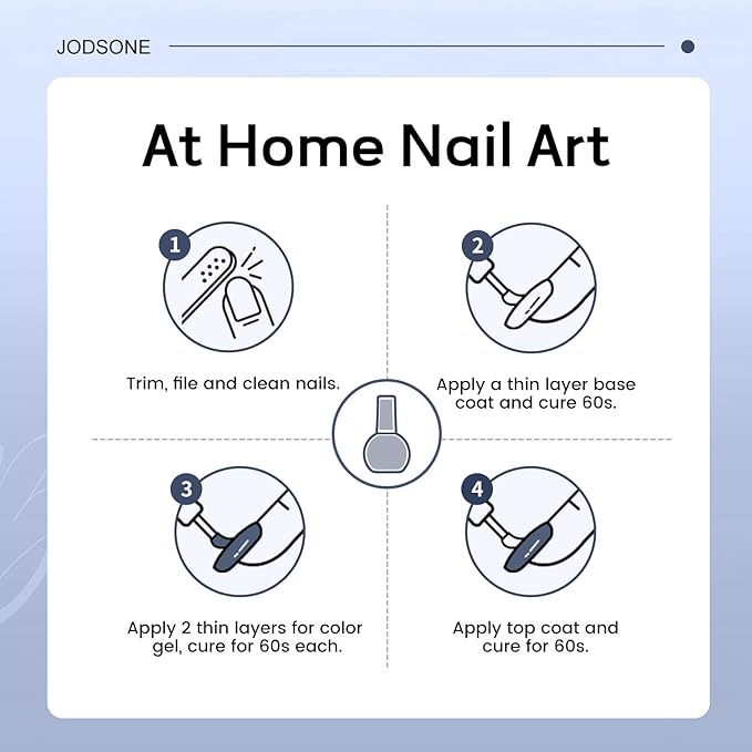 JODSONE Grayish Blue U V Gel Polish 16.5ml Soak Off Nail Color for Home Manicures Lilac Lacquer for Nail Art Gift for Women