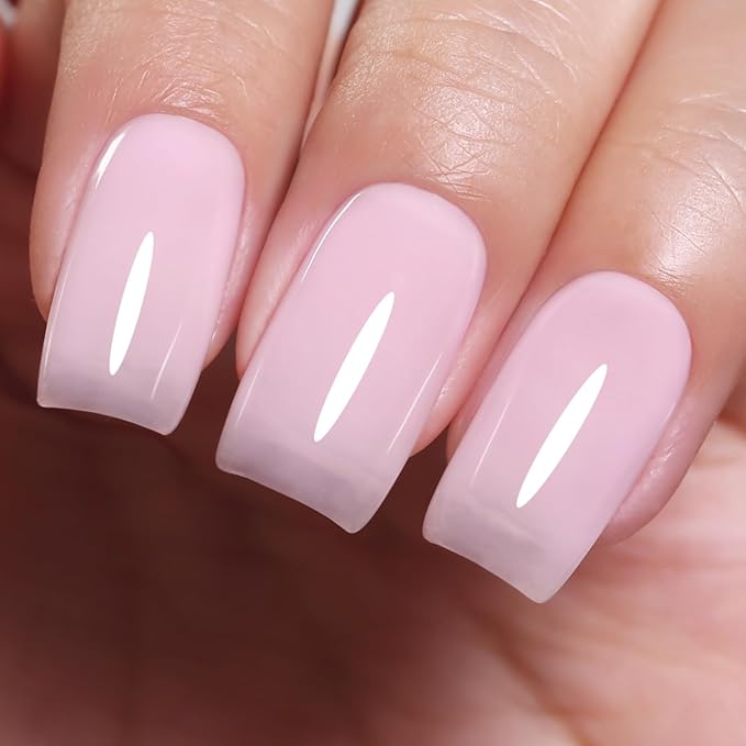 Jelly Gel Polish, Milky Pink Jelly Nail Gel Polish Translucent Spring Summer Sheer Soak off UV LED for Nail Art DIY Manicure 0.5 Fl Oz
