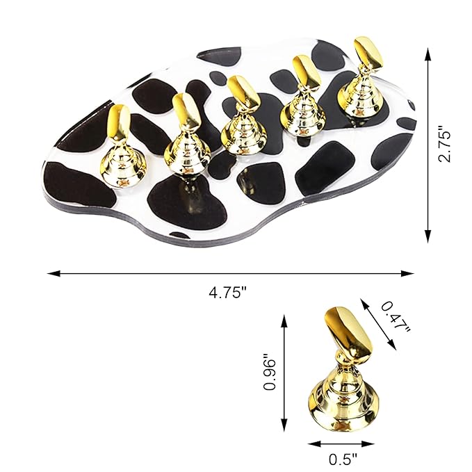 2Set Acrylic Nail Stands for Press on Nail Kit Nail Holder for Painting Nails Golden Alloy Nail Holder Magnetic Nail Display Practice Stand False Nail Tip Stand Nail Art Tool DIY for Homes and Salons