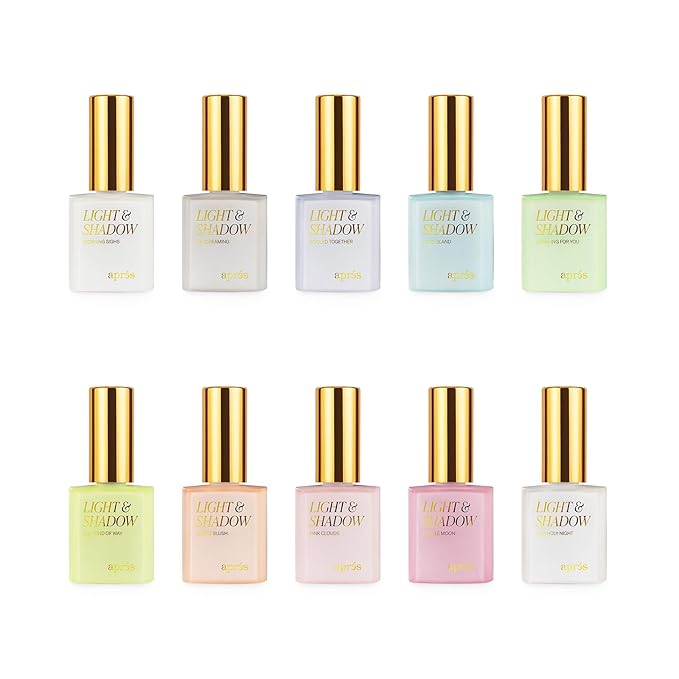 APRÉS Light and Shadow 40 Sheer Gel Couleur Nail Polish Collection, Set of 10 10ml (Summer - A Hot Moon, 10 pcs)