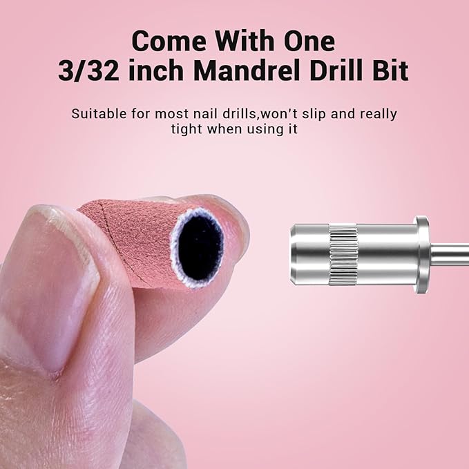 MelodySusie 100 Pcs Nail Drill Bits Sanding Bands for Nail Drill 240 Extreme Fine Grit Nail File Sanding Bands for Acrylic Nails Gel Manicures and Pedicure, Pink