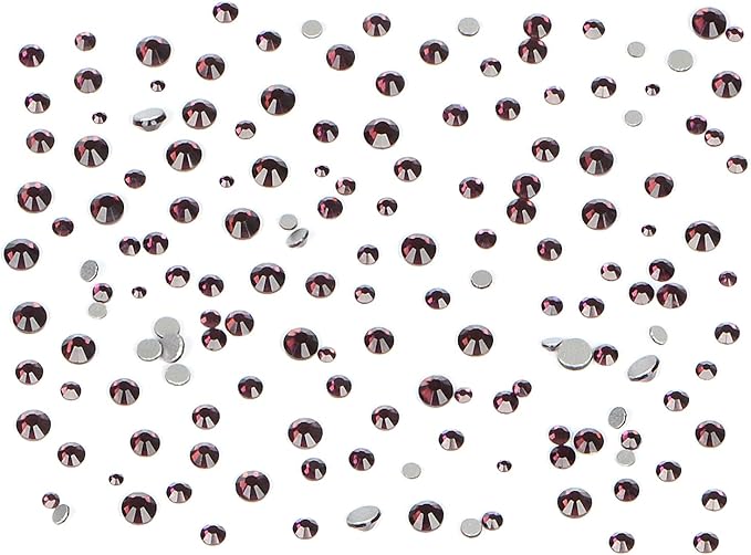 Bymitel 7200 Pieces 6 Mixed Sizes Glue Fix on Glass Rhinestones Round Crystal Gems Flatback for DIY Jewelry Making with one Picking Pen(6-Sizes 7200PCS, Amethyst)