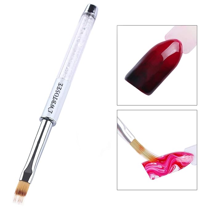 LWBTOSEE 2pc Nail Ombre Brush Nail Art Painting Pen Brush UV Gel Polish Gradient Color Rhinestone Crystal Acrylic Nail Drawing Pen