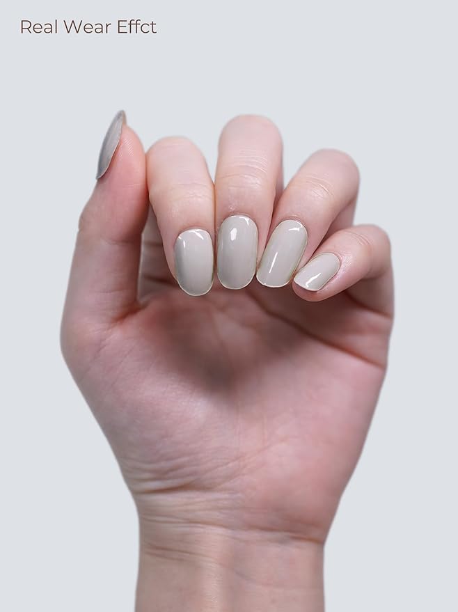 Semi Cured Gel Nail Strips - UV Light Gel Nail Stickers - 20 Long Lasting Salon Quality Wraps (Ethereal White)