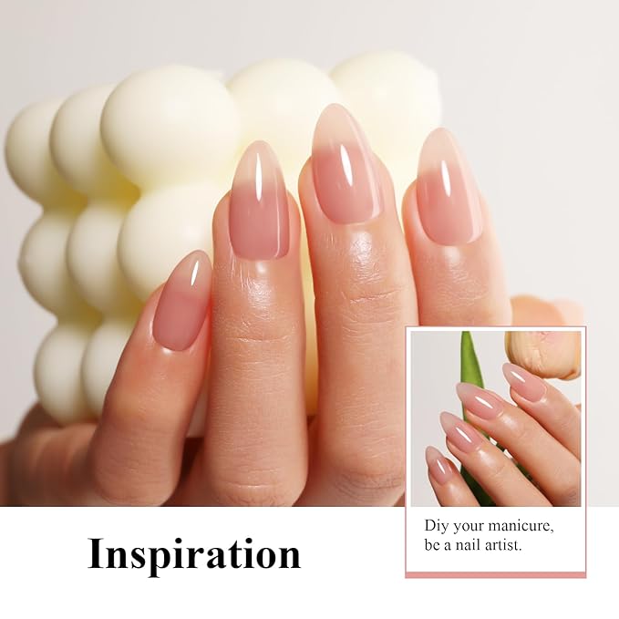 Imtiti Nude Gel Polish, 15ML Sheer Neutral Jelly Nail Polish, Translucent Spring Summer Nail Polish for Nail Art DIY Manicure