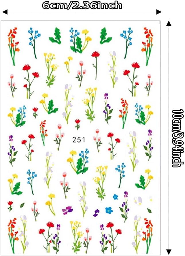 Flower Nail Art Stickers Decals Flowers Bouquet Nail Stickers for Nail Art Floral Plant Nails Design Nail Decals Flower Stickers for Nails Spring Manicure Supply for Women Girls Decoration 5 Sheets