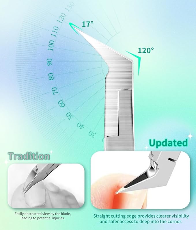 Toenail Clippers - Straight Slanted Blade for Ingrown and Thick Nails, Light Weight Sharp Pointed Tip Toe Nail Cutter, Stainless Steel Heavy Duty Podiatrist Tools for Seniors Men (Silver)