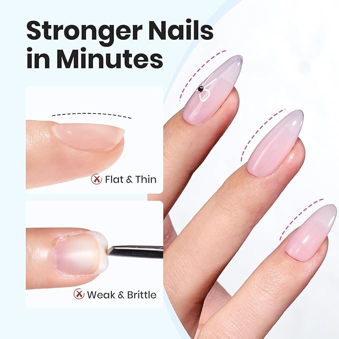 Beetles HEMA-FREE & TPO FREE Builder Nail Gel- Sheer Breeze 2 Pcs Strengthening Nails Building Apex & Extension for Beginner DIY Salon at Home,Clear Builder Gels with Nail Brush UV & LED Lamp Needed