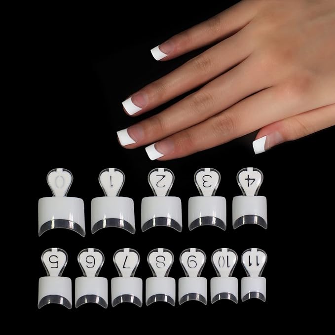 12 Sizes White French Fake Nail Art Tips 24pcs/kit Short Wrap Edge Armor DIY Acrylic False Nails Manicure Accessories Tool x 10 kits