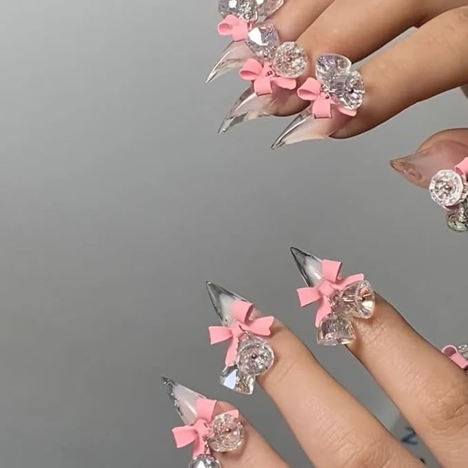 Halloween Press Claw on Nails Long Short Medium Curved Stiletto Handmade Gothic Design Horror Vampire False Nails Dragon Cat Claw Press on Nails Glossy Glue on Nail Thick Acrylic False Nails