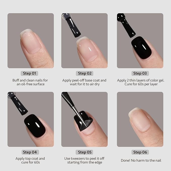 GAOY Air Dry Peel Off Base Coat, 16ml Practice Base for Nail Colors Test, Temporary Wear and Easy to Peel, No UV/LED Lamp Needed