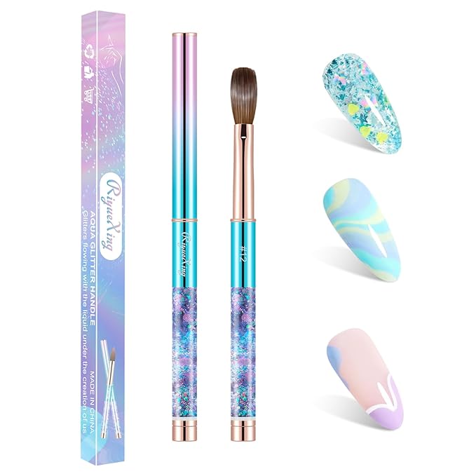 100% Kolinsky Acrylic Nail Brush- Size 12 Professional Nail Brush for Acrylic Application Acrylic Powder Brush for Nail Art DIY Home Salon Nail Manicure (Blue)