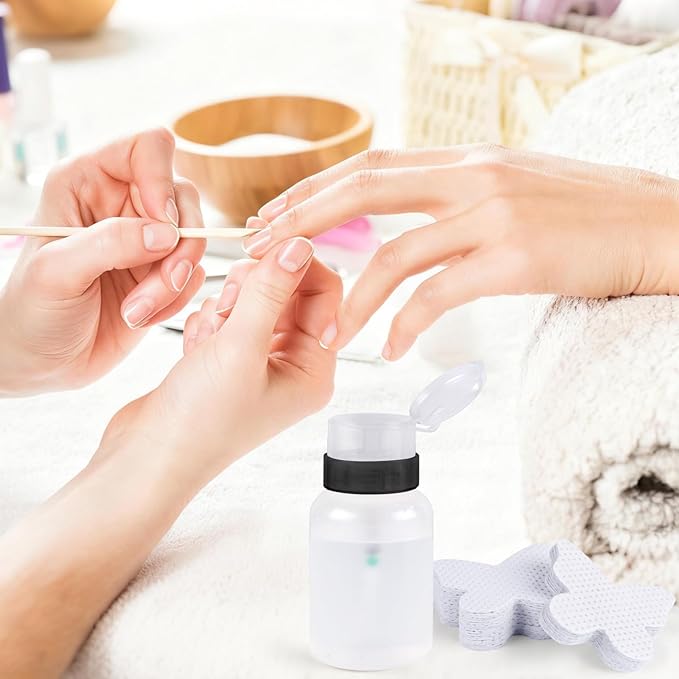 400pcs Nail Cotton Pads 1 Pull-Off Pump-Style Bottle Suitable for Nail Care Wipes, Nail Cleaning Pads, Mascara Extension Glue Cleaning Wipes, and Nail Care Product Sets (White)