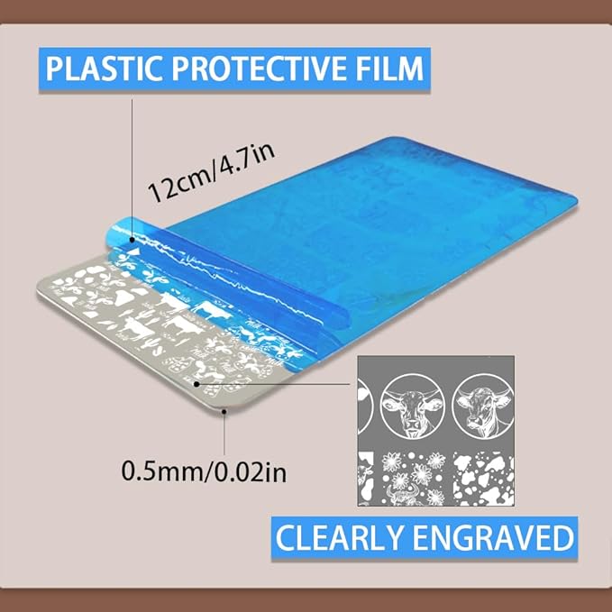 PH PandaHall 3pcs Cow-Theme Nail Stamping Plates 56 Patterns Cow Spots Nail Art Stencils Cute Animal Manicure Art Templates Leopard Nails Image Plates for Women Manicures Design Printing Supplies