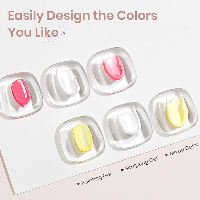 3D Sculpting Gel for Nail Art, White Non-Sticky Solid Molding Nails for Carving Molding with Silicone Pen Designs DIY Manicure at Home