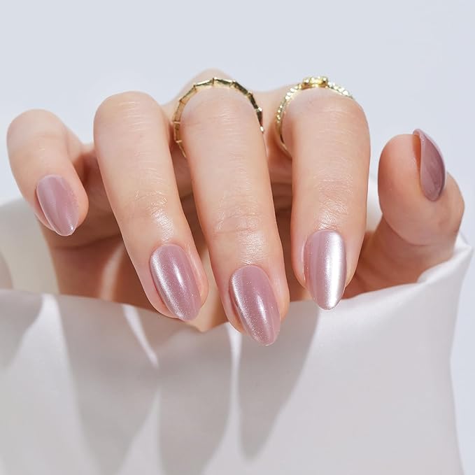 Press On Nails Almond Short - Findigit Opaque Fake Nails On With Nail Glue, False Nails, Natural Fit Reusable Stick On Nail| Salon Quality | 16 Sizes - 32 Nails