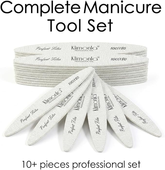 25pcs Professional Oval Nail Files Emery Board Set 100/180 Grit Dual-Grit Buffer Files for Natural & Acrylic Nails Tools Suit for Home Salon