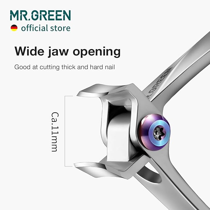 MR.GREEN Nail Clippers Wide Jaw Opening Stainless Steel Fingernail Clipper Thick Hard Toenail Cutter Manicure Scissors Tools (Nail Clipper (Large)+Nail File)