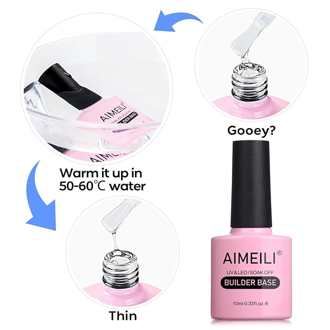 AIMEILI 5 in 1 Builder Nail Gel, Hema Free， Cruelty Free, Vegan, Soak Off Strengthener Gel Nude Hard Gel 10ML-152