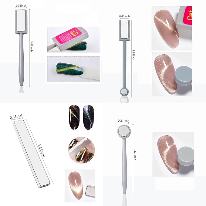 9pcs Nail Cat Eye Magnets For Nails Art Magnet For Cat Eye Gel Nail Polish Magnet Tools Nail Magnet Nails Round Square Magnet Stick Cat eye Designs Tool Magnetic Nail Art Magnets Tool