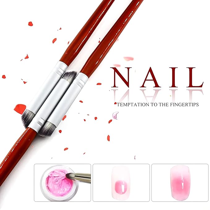 DANNEASY 6Pcs Acrylic Nail Brush Nail Art Brush Oblique Head French Tips Nail Ombre Brush Nail Painting Kit Nail Design Brushes Nail Art Tools