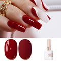 Double Rhythm Gel Polish 15ML Jelly Sheer Pastel Light Milky Color Pearl White Bottle 1 PC 0.5 OZ Full Size Nail Art Salon at Home (Dark Red-D1378)