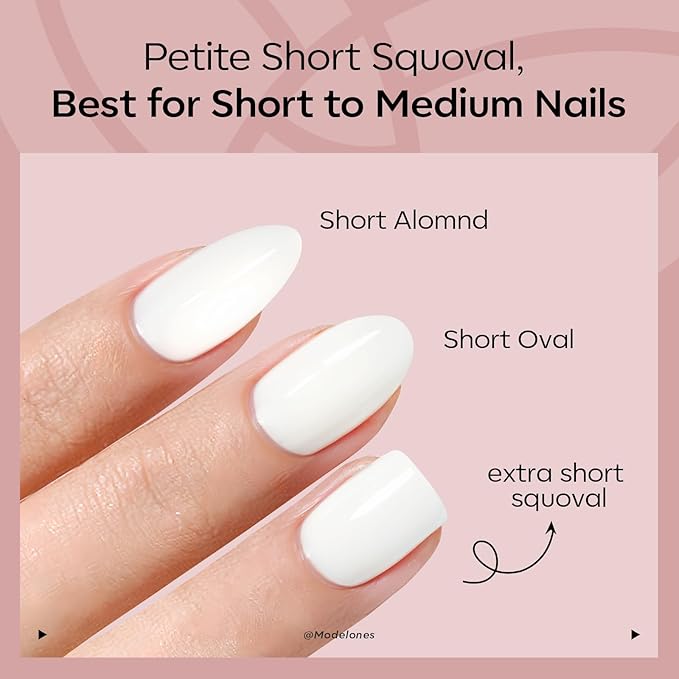 Modelones Extra Short Press on Nails, Dark Red Squoval Fake Nails, Reusable Nail Kit with Nail Glue Adhesive Tabs Mini Nail File, Nails Press Ons 32Pcs 16 Sizes, Spring Women Girl Gift
