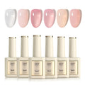 GAOY 16ml 6 Colors Jelly Gel Nail Polish, Sheer Pink Orange Transparent Soak Off UV Light Cure Gel Polish Kit for Salon and Nail Art DIY at Home, Milky White x Jelly Nude